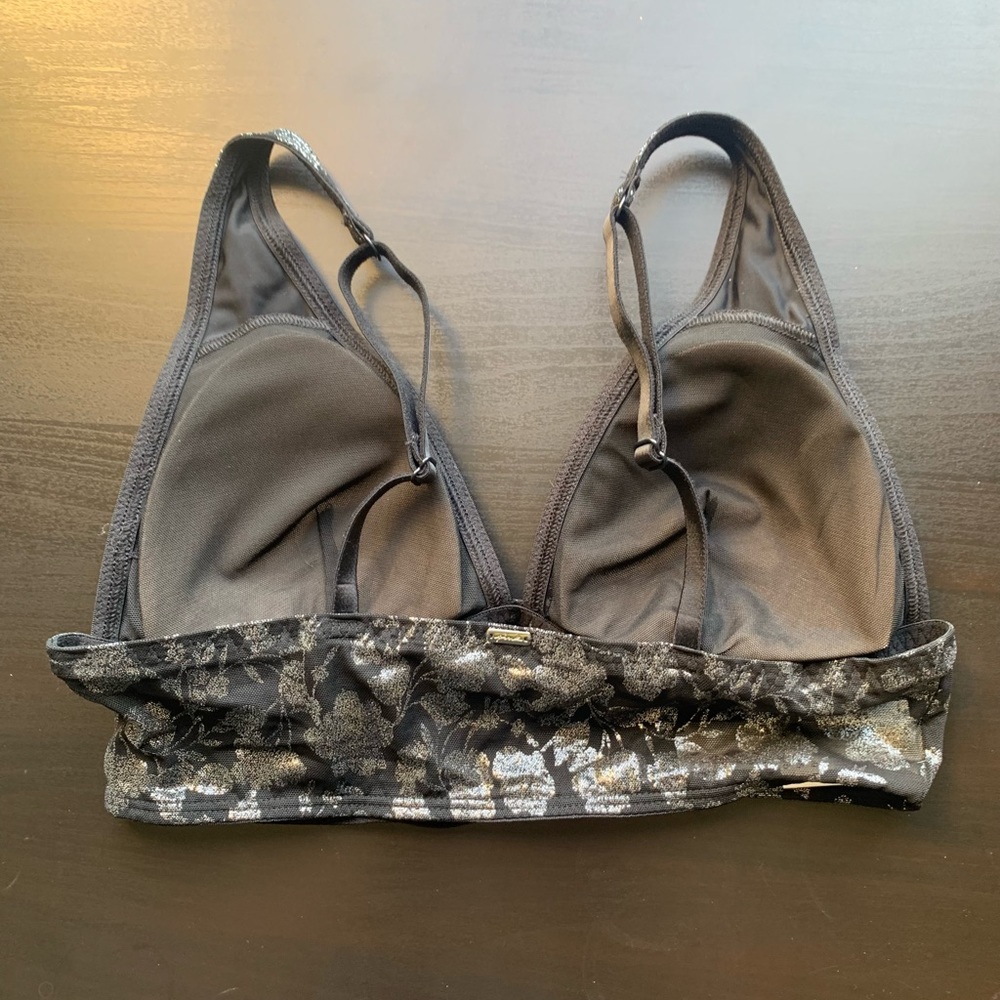 NWT Victoria’s Secret PINK Black/Silver Metallic Floral Plunge Bralette size M - Picture 7 of 10